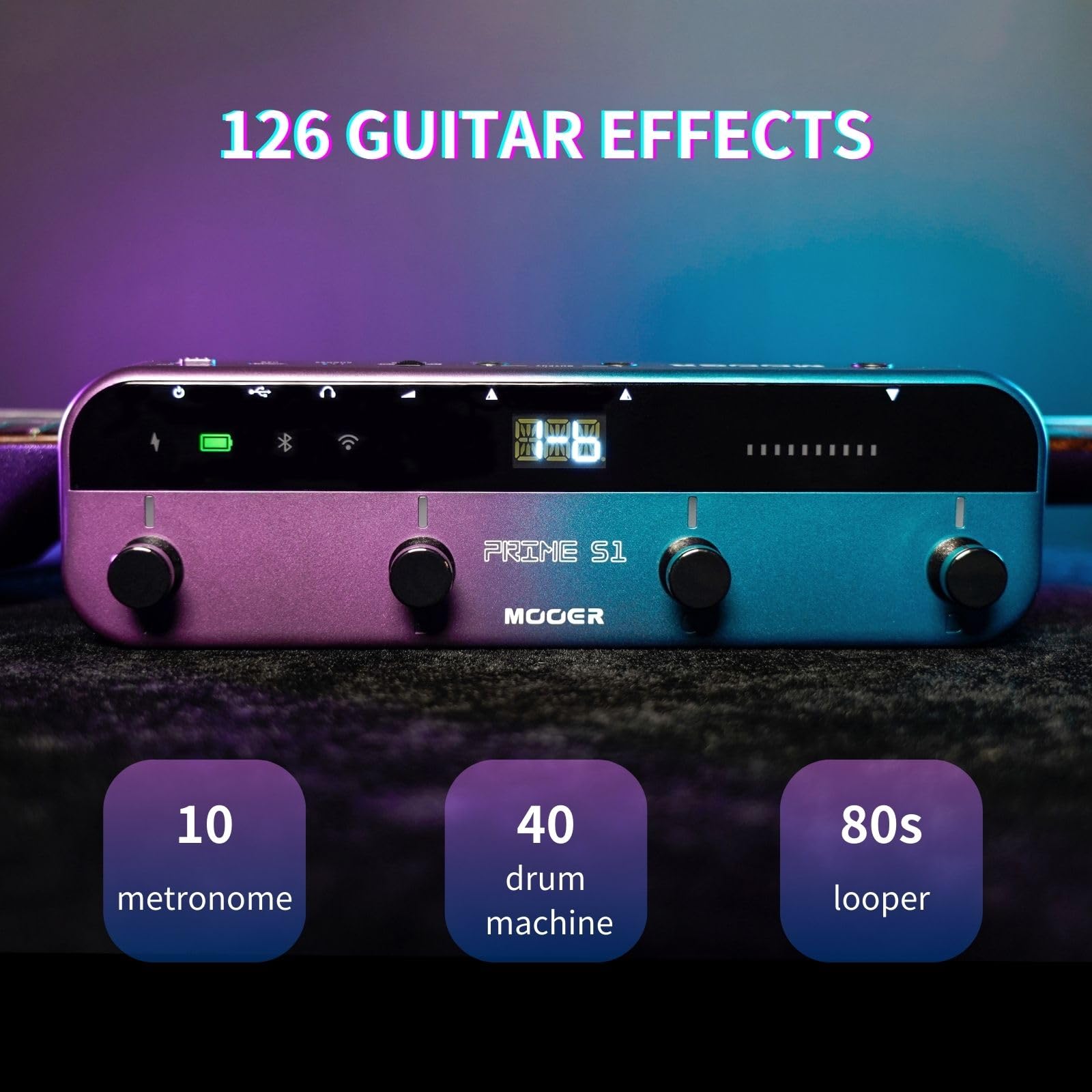 MOOER S1 Multi-Effects Processor, Stereo Electric Guitar Pedals with Wireless Footswitch Controller 2 IN 1 126 Guitar Effects Tu